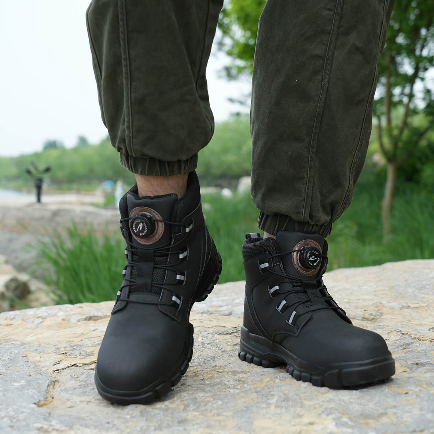LUSINN® Black Steel Toe Safety Boots
